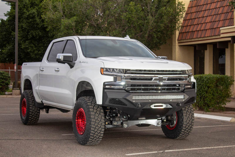 Chevrolet Silverado 1500 Bumper - Front - Addictive Desert Designs - Stealth Fighter with Winch Mount & Sensor Cutout - Hammer Black - `19-`27